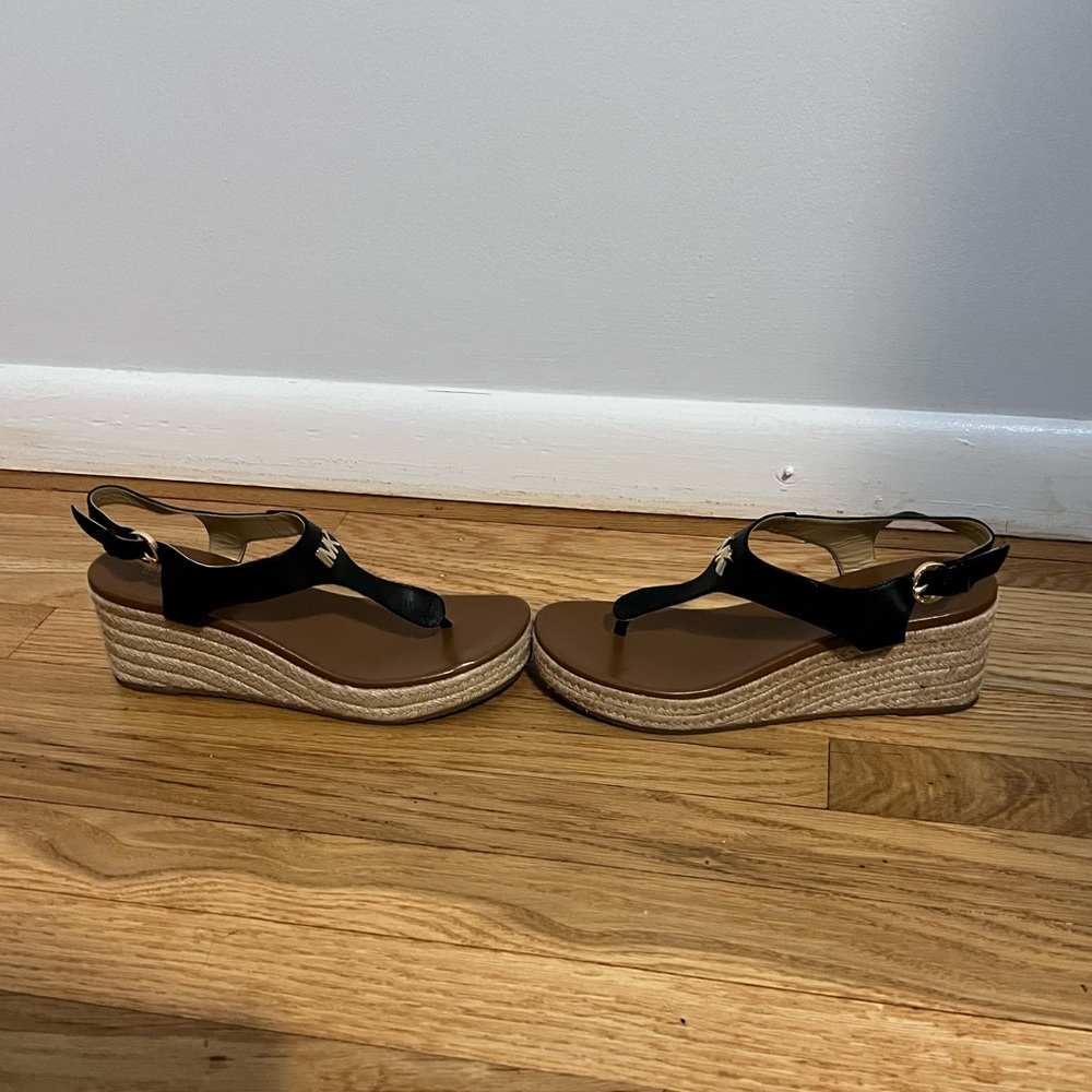 Michael Kors black Wedge espadrille sandal - size 7